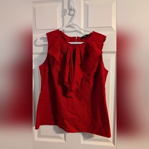 💙 OASIS 💙Elegant Red Ruffle Sleeveless Top